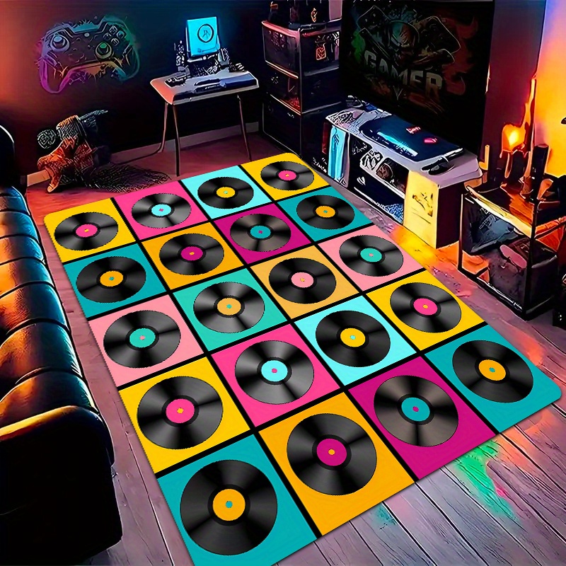 Retro Vinyl Record Area Rug Po - Retro Gaming Lounge 评论和价格