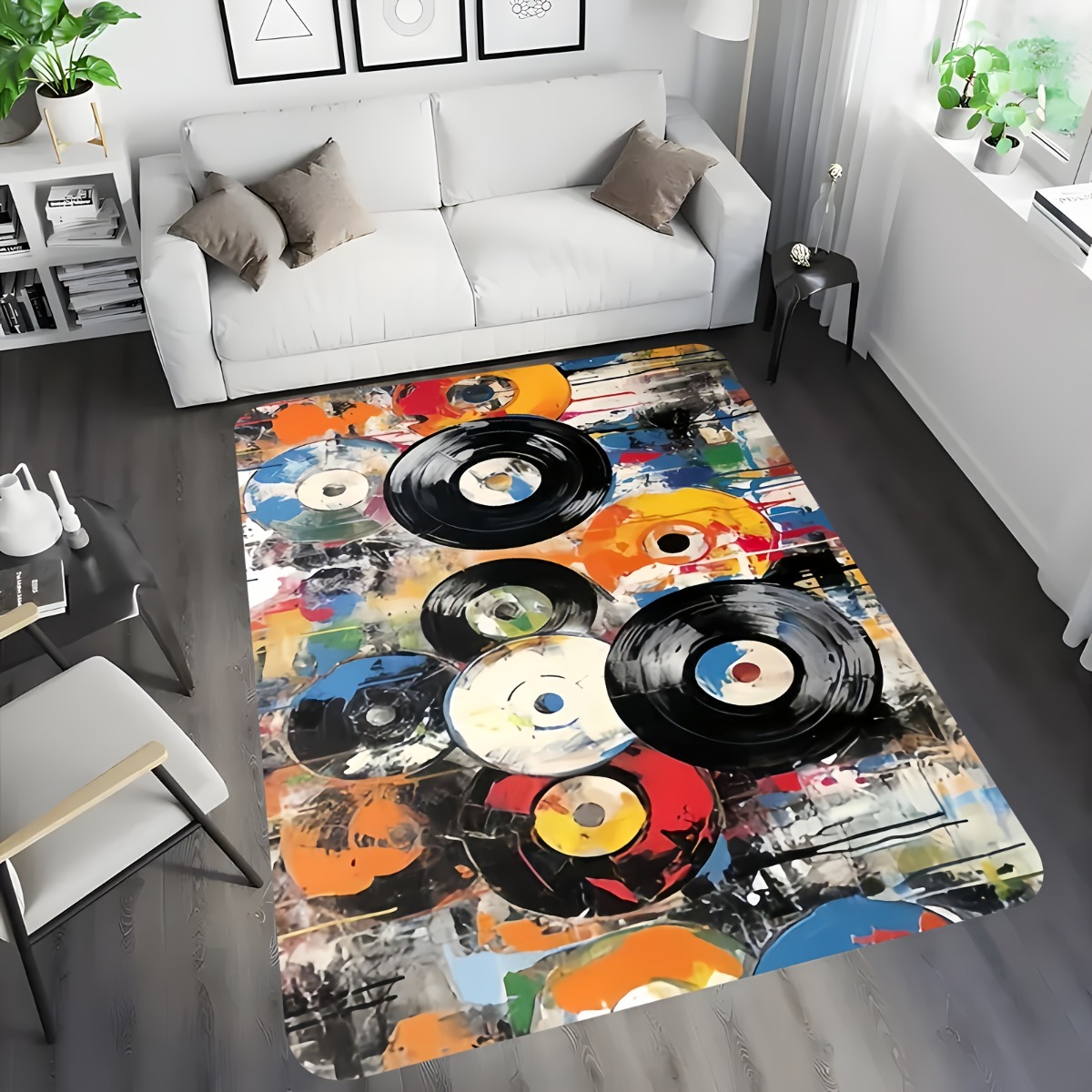 Retro Vinyl Record Area Rug Po - Retro Gaming Lounge 评论和价格