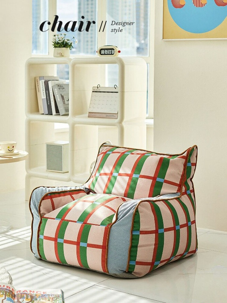 Retro Plaid Lazy Bean Bag Sing - Retro Gaming Lounge 评论和价格