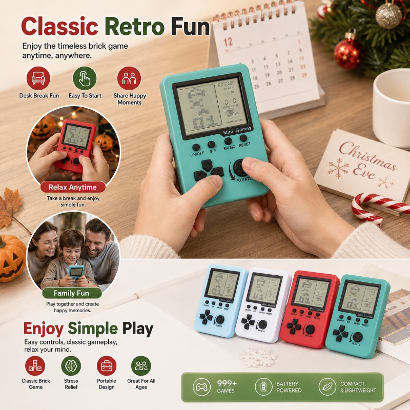 Portable Classic Tetris Mini G - Retro Gaming Device Handheld 评论和价格