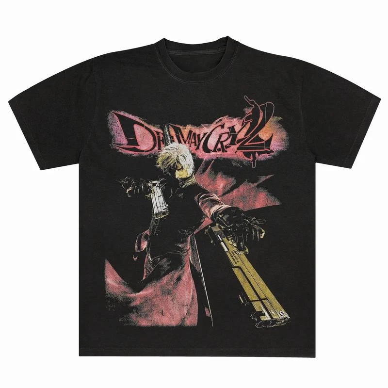 Devil May Cry 2 Dante T-shirt  - Retro Gaming Aesthetic 评论和价格